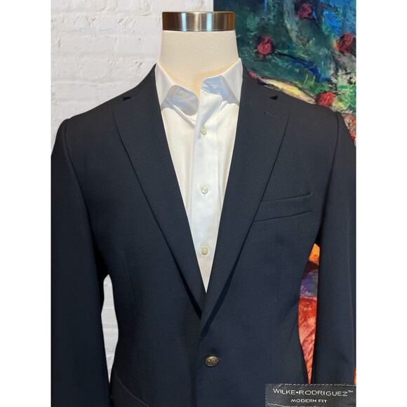 Wilke Rodriguez Mens 42XL Navy Blue Antique Gold Tone Buttons Blazer Jacket - Picture 3 of 16